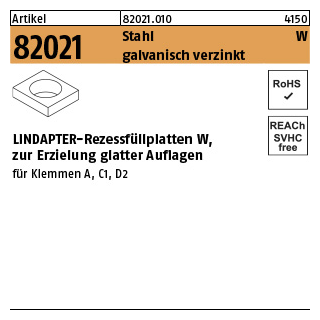 1 Stück, Artikel 82021 Stahl W galvanisch verzinkt LINDAPTER-Rezessfüllplatten W, zur Erzielung glatter Auflagen - Abmessung: W 10 / 5,5