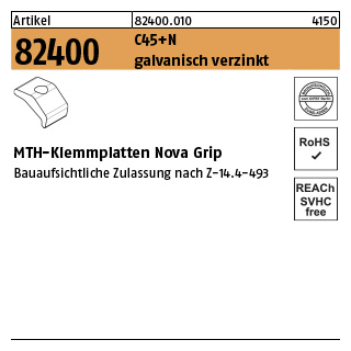 200 Stück, Artikel 82400 C45+N galvanisch verzinkt MTH-Klemmplatten Nova Grip - Abmessung: M 10