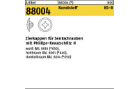 1000 Stück, Artikel 88004 Kunststoff KS-H, dunkelbraun Zierkappen für Senkschrauben mit Phillips-Kreuzschlitz H - Abmessung: 2 x 12 / 3,5-5