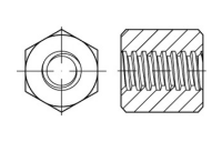 Artikel 88090 Stahl Sechskantmuttern mit Trapezgewinde, Höhe = 1,5 d - Abmessung: TR30x6-SW46x45, Inhalt: 5 Stück