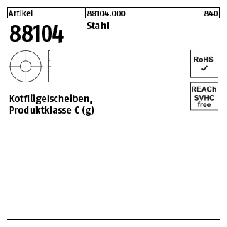 200 Stück, Artikel 88104 Stahl Kotflügelscheiben, Produktklasse C (g) - Abmessung: 8,4 x35 x1,5
