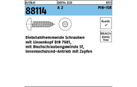 100 Stück, Artikel 88114 A 2 PIN-ISR Diebstahlhemmende Schrauben, Linsenkopf DIN 7981, Blechschr.-gew., ISR u. Zapfen - Abmessung: C 3,5 x 25