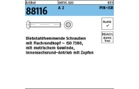 100 Stück, Artikel 88116 A 2 PIN-ISR Diebstahlhemmende Schrauben m. Flachkopf ~ ISO 7380, mit ISR und Zapfen - Abmessung: M 4 x 6-T20