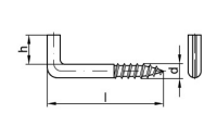 100 Stück, Artikel 88139 Stahl Typ 7 galvanisch verzinkt Schlitzschraubhaken Typ 7, mit Holzschrauben-Gewinde - Abmessung: 40 x 4,4 x 9