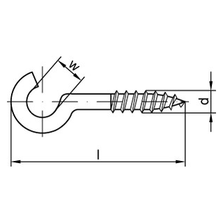 Artikel 88140 Stahl Typ 11 galvanisch verzinkt Gebogene Schraubhaken Typ 11, mit Holzschrauben-Gewinde - Abmessung: 25 x 2,3 x 8  VE = 100 Stück