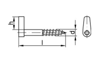 100 Stück, Artikel 88143 Stahl Typ 10 galvanisch verzinkt Winkelschraubhaken Typ 10, mit Holz- schrauben-Gewinde, mit ISR-Antrieb - Abmessung: 50 x 5,2 x 9