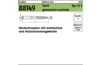 100 Stück, Artikel 88149 Stahl Typ 23 E galvanisch verzinkt Stockschrauben mit metrischem und Holzschraubengewinde - Abmessung: M 8 x 80