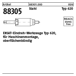1 Stück, Artikel 88305 Stahl Typ 620 ENSAT-Eindreh-Werkzeuge Typ 620, für Maschinenmontage, oberflächenbündig - Abmessung: M 3