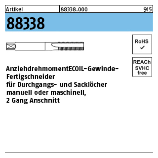 1 Stück, Artikel 88338 AMECOIL-Gewinde-Fertigschneider für Durchgangs- und Sacklöcher - Abmessung: M 8 x 1