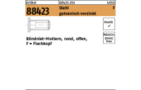 500 Stück, Artikel 88423 Stahl F galvanisch verzinkt Blindniet-Muttern, rund, offen, Flachkopf - Abmessung: M 4 /2,5 -4,5