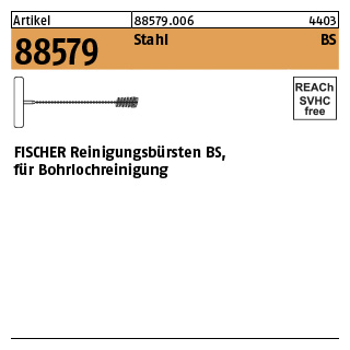 1 Stück, Artikel 88579 Stahl BS FISCHER Reinigungsbürsten BS, für Bohrlochreinigung - Abmessung: FHB-BS 14