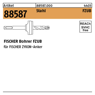 1 Stück, Artikel 88587 Stahl FZUB FISCHER Bohrer FZUB - Abmessung: FZUB 10 x 40