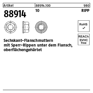 100x Edelstahl-Flanschmuttern 5/16-24 – Gezackte  Produktbild-Vorschau 3