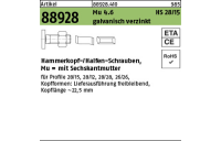100 Stück, Artikel 88928 Mu 4.6 HS 28/15 galvanisch verzinkt Hammerkopf-/Halfen-Schrauben,mit Sechskantmutter - Abmessung: M 6 x 25