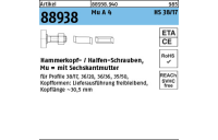 25 Stück, Artikel 88938 Mu A 4 HS 38/17 Hammerkopf-/Halfen-Schrauben, mit Sechskantmutter - Abmessung: M 12 x 40