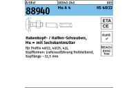 50 Stück, Artikel 88940 Mu A 4 HS 40/22 Hakenkopf-/Halfen-Schrauben, mit Sechskantmutter - Abmessung: M 10 x 40