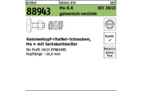 25 Stück, Artikel 88943 Mu 8.8 HZS 38/23 galvanisch verzinkt Hammerkopf-/Halfen-Schrauben, mit Sechskantmutter - Abmessung: M 16 x 80