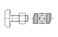 25 Stück, Artikel 88943 Mu 8.8 HZS 38/23 galvanisch verzinkt Hammerkopf-/Halfen-Schrauben, mit Sechskantmutter - Abmessung: M 16 x 80