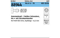 25 Stück, Artikel 88944 Mu A 4 - 70 HZS 53/34 Hammerkopf-/Halfen-Schrauben, mit Sechskantmutter - Abmessung: M 16 x 60