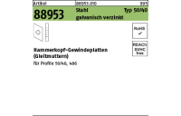 100 Stück, Artikel 88953 Stahl Typ 50/40 galvanisch verzinkt Hammerkopf-Gewindeplatten (Gleitmuttern) - Abmessung: M 6