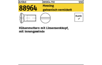200 Stück, Artikel 88964 Messing galvanisch vernickelt Hülsenmuttern mit Linsensenkkopf, mit Innengewinde - Abmessung: M 4 x 7
