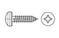 1000 Stück, Artikel 7981 Stahl Artikel 88981 galvanisch verzinkt Kappenkopf-Blechschrauben mit Phillips-Kreuzschlitz H, mit Spitze - Abmessung: 3,9 x 13 -H