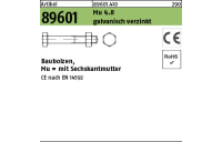 25 St., Artikel 89601 4.8 CE galvanisch verzinkt Baubolzen mit CE n. EN 14592 mit Sechskantmutter - Abmessung: M 12 x 420