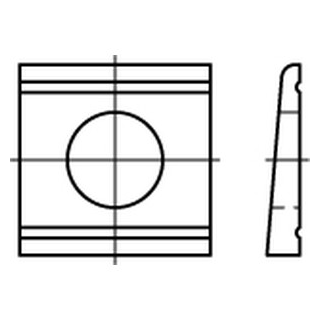 25 Stück, DIN 434 A2  Scheiben, vierkant, keilförmig 8%, für U-Träger - Abmessung: 13,5