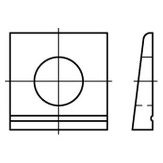 50 Stück, DIN 435 A4  Scheiben, vierkant, keilförmig 14 %, für Doppel-T-Träger - Abmessung: 9