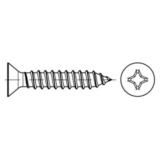 Senk-Blechschrauben mit Kreuzschlitz - DIN 7982 - Edelstahl A2 - C 4,8X55 Z - 200 Stück