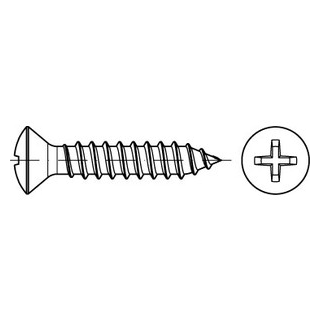 Linsensenk-Blechschrauben mit Kreuzschlitz - DIN 7983 - Edelstahl A2 - C 2,9X6,5 Z - 1000 Stück