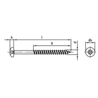 100 Stück, Artikel 9048 A2  Rundkopf-Holzbauschrauben mit verstärktem Kopf, Z - Abmessung: 6 x 130/70