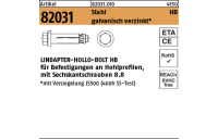 1 Stück, Artikel 82031 Stahl HB galvanisch verzinkt LINDAPTER-HOLLO-BOLT HB f. Befestigungen an Hohlprofilen, mit Sechskantschraube - Abmessung: HB 08-1 ( 50/22)