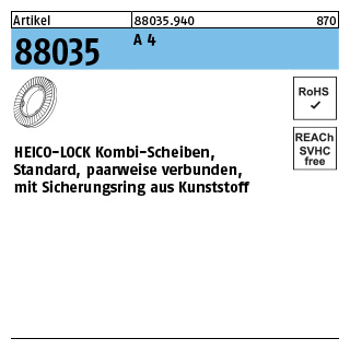 200 Stück, Artikel 88035 A 4 HEICO-LOCK Kombi-Scheiben - Abmessung: HKS- 8S