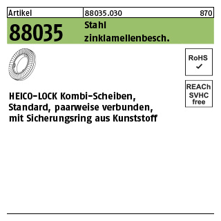 200 Stück, Artikel 88035 St. verg. zinklamellenbeschichtet HEICO-LOCK Kombi-Scheiben - Abmessung: HKS-12