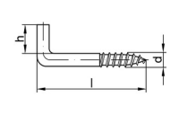 100 Stück, Artikel 88137 Stahl Typ 4 galvanisch verzinkt Gerade Schraubhaken Typ 4, mit Holzschrauben-Gewinde - Abmessung: 40 x 4,1 x 11